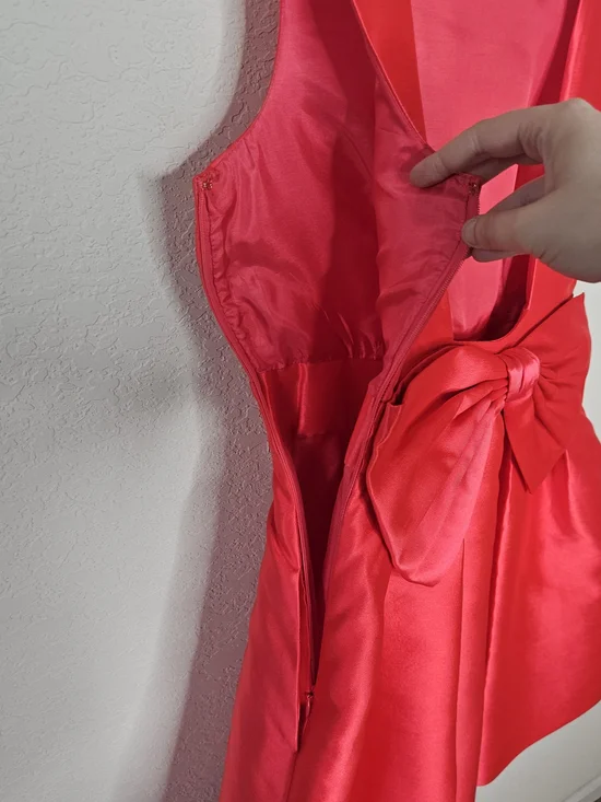 NWT Kate Spade Pink Open Back Bow Silk Mini Dress Fancy Meeting You Geranium 10 - Picture 9 of 12